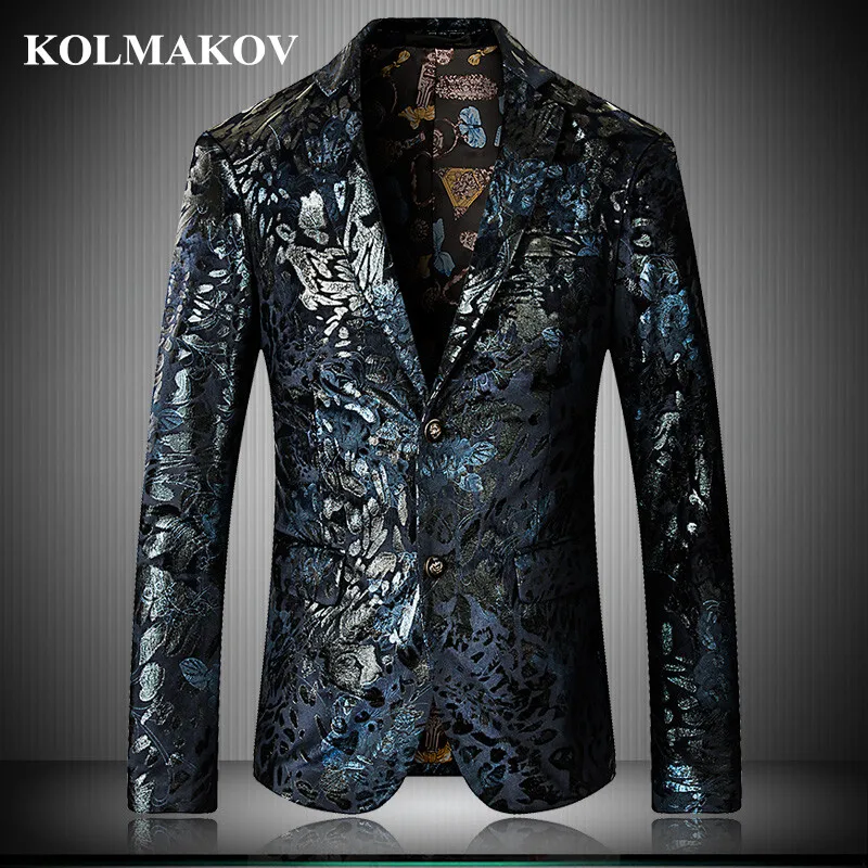 KOLMAKOV New Arrival Fashion Blazers for Gentlemens Autumn Cotton Jackets Coats Men Prom Stage dress Masculino Full Size M-5XL