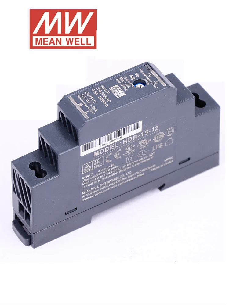 MEAN WELL HDR-15W ультра тонкий 5 в 12 В 15 в 24 В din-рейка блок питания 86-264VAC вход 15 Вт DR Промышленный источник питания CE UL