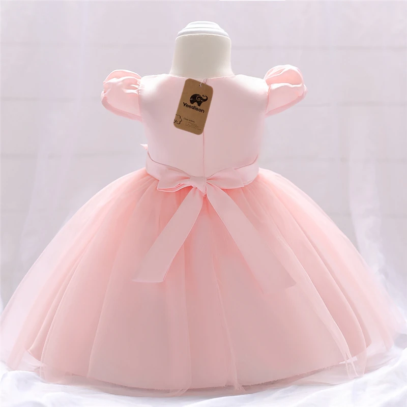 Платье с цветочным узором для маленьких девочек Новинка 2018 года розовое Сетчатое