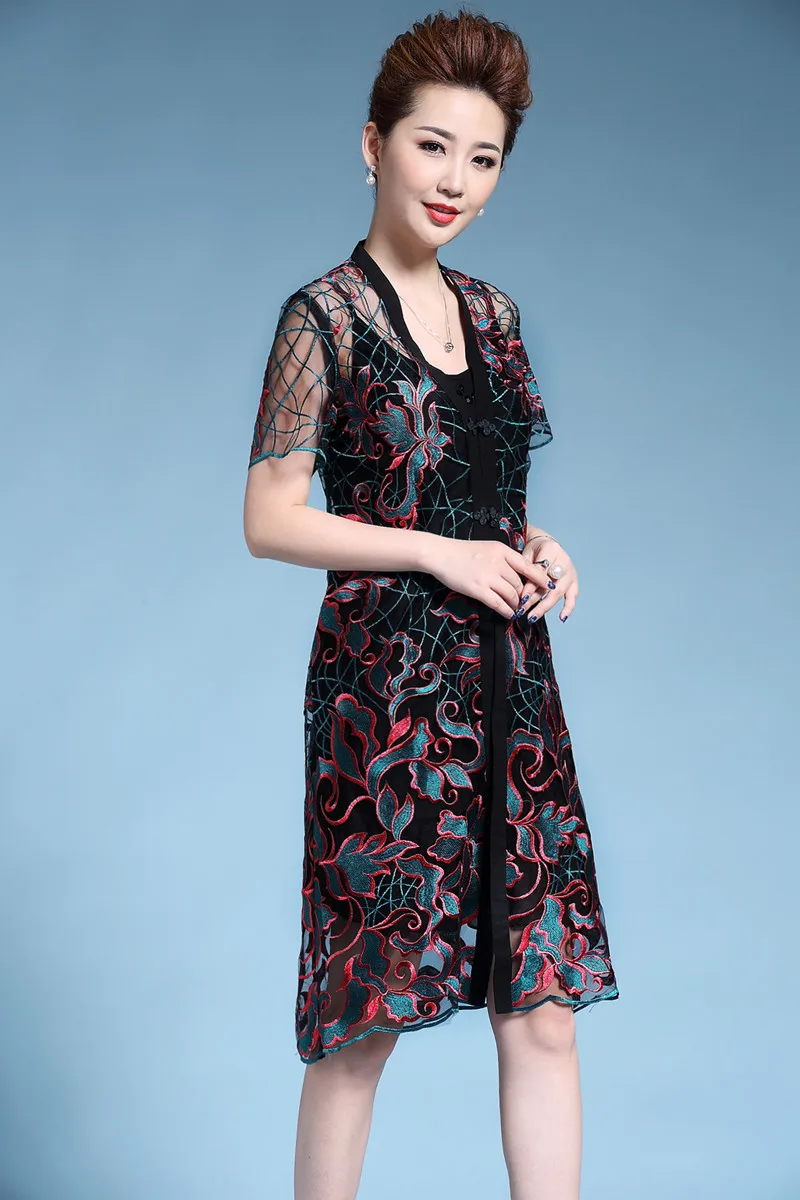 Новинка 2017 женское летнее платье в китайском стиле с цветочной вышивкой