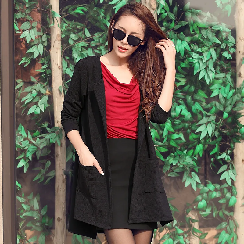 2017 новая мода свободно Открыть стежка карманы куртки Топы корректирующие Для