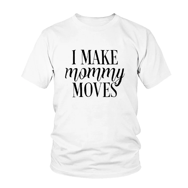 Женская футболка с коротким рукавом круглым вырезом и надписью I Make Mommy|Футболки| |