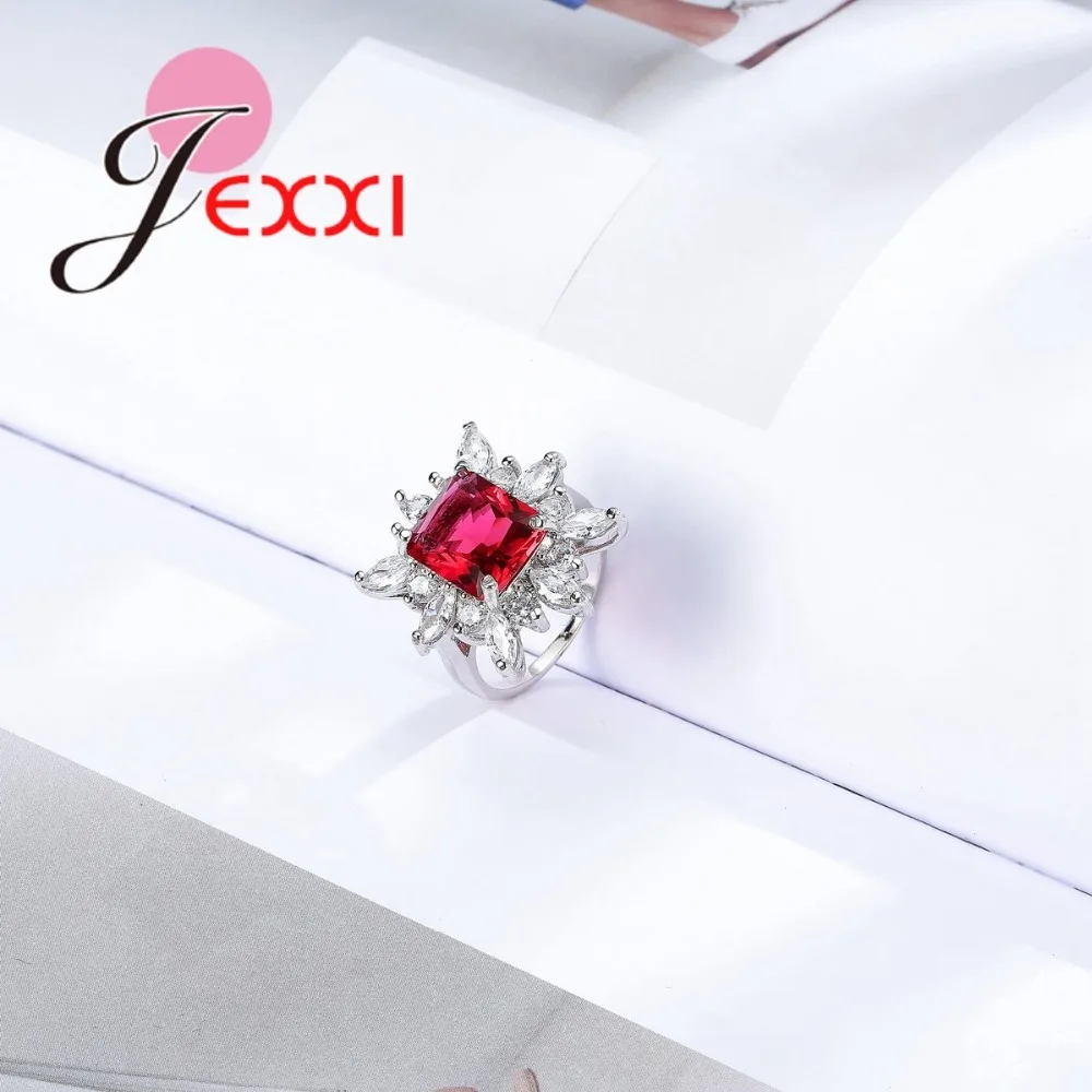 Трендовый Большой Прямоугольник Хрустальный цветок дизайн с Mircro CZ камень кольца