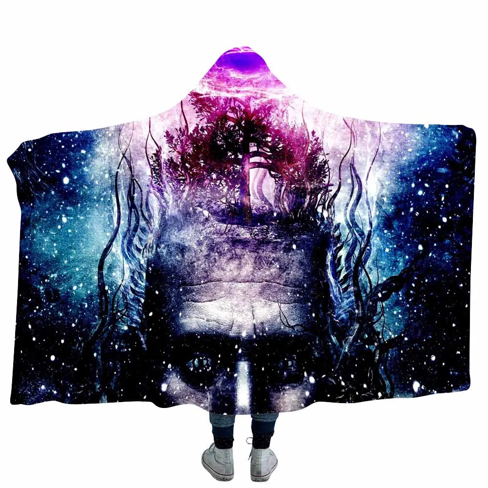 Color 9 Lannidaa зимнее двойное плотное 3D печатное Psychedelic с капюшоном одеяло для взрослых Мандала коралловый флисовый плед на диване кровати - Цвет: Color 9