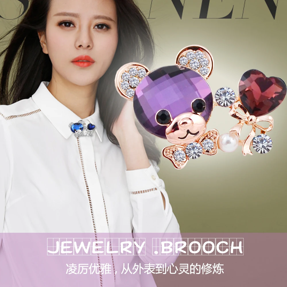 B238 броши в виде медведя с бантом для женщин ювелирные изделия золотистого и