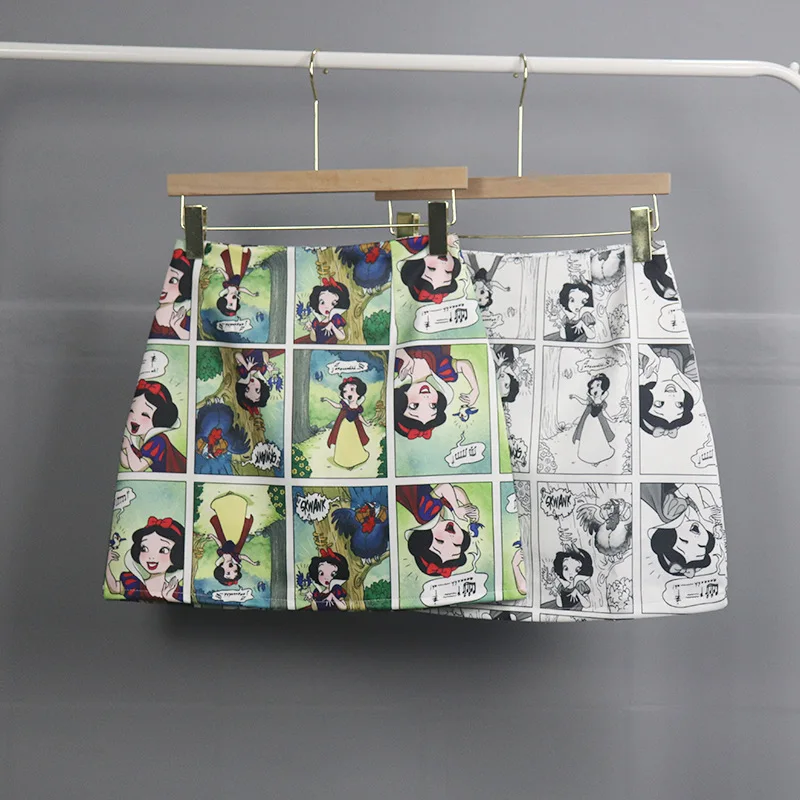 Gothic Cartoon Cute Print Comic Skirt Summer A Line Short Streetwear Ulzzang Skirts Womens Gonne Donna Estive Faldas Cortas