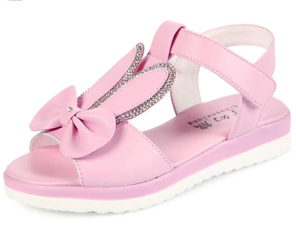 

Summer Girl's Genuine Leather Sandals Princess Children Shoes Fashion Beach Shoes For Girls Kids Size 31-37