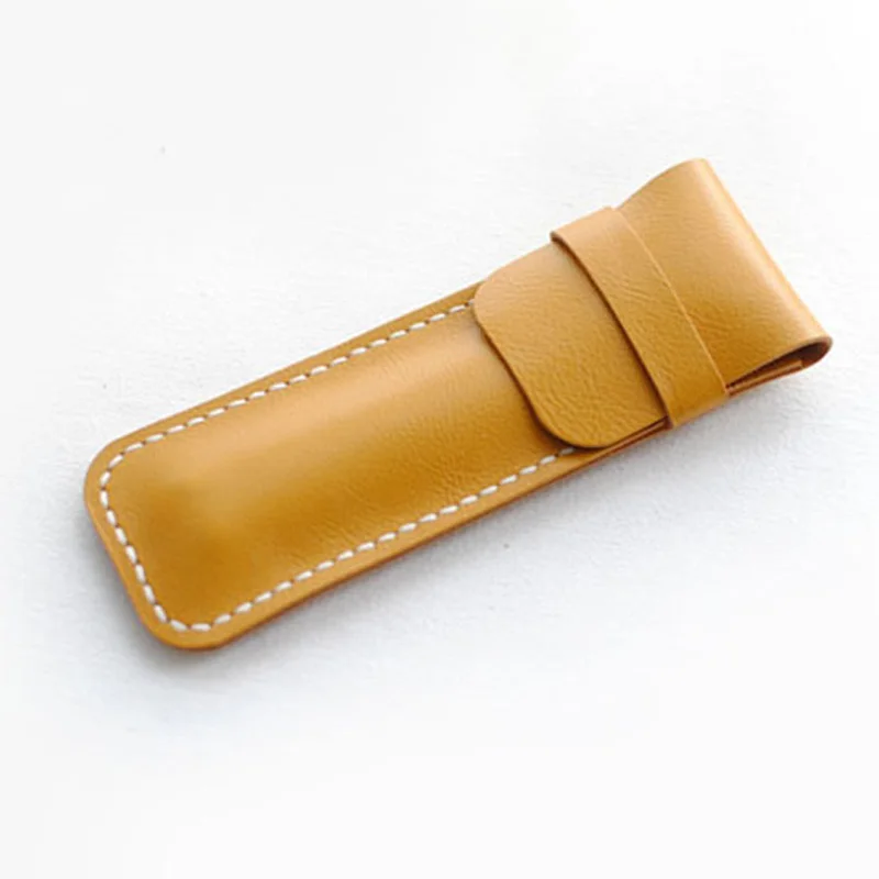 

Handmade Leather Fountain Pen Bag School Stationery Leather Pencil Bag with Lid