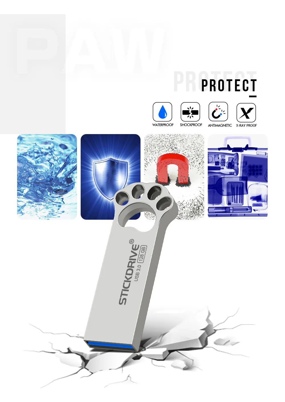 Реальная емкость usb 3,0 флеш-накопитель 128 Гб 64 Гб usb флеш-накопитель 32 Гб 16 Гб карта памяти Металлический Кот лапа анимация флеш-накопитель