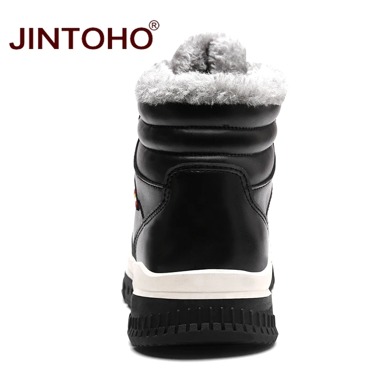 JINTOHO/мужские кожаные ботинки высокого качества зимние на меху для взрослых