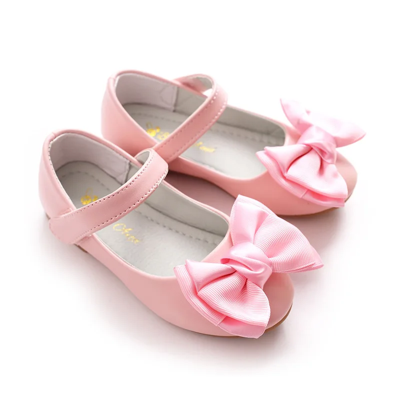 

Children's Spring Autumn New Girls Flat Soles Pure Color Bows Soft-faced Princess Round-headed Leisure Students Single Shoes #2