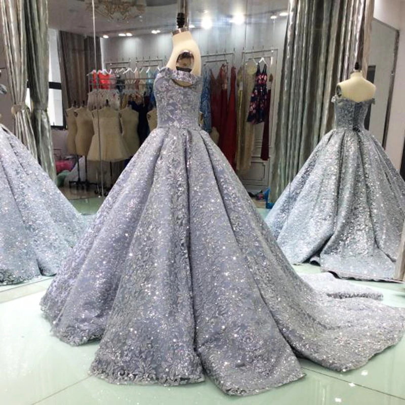Luxury Glitter Sequins Evening Dresses Long 2018 Ball Gown Sparkly Saudi Arabic Women Formal Evening Prom Gowns Vestido De Festa