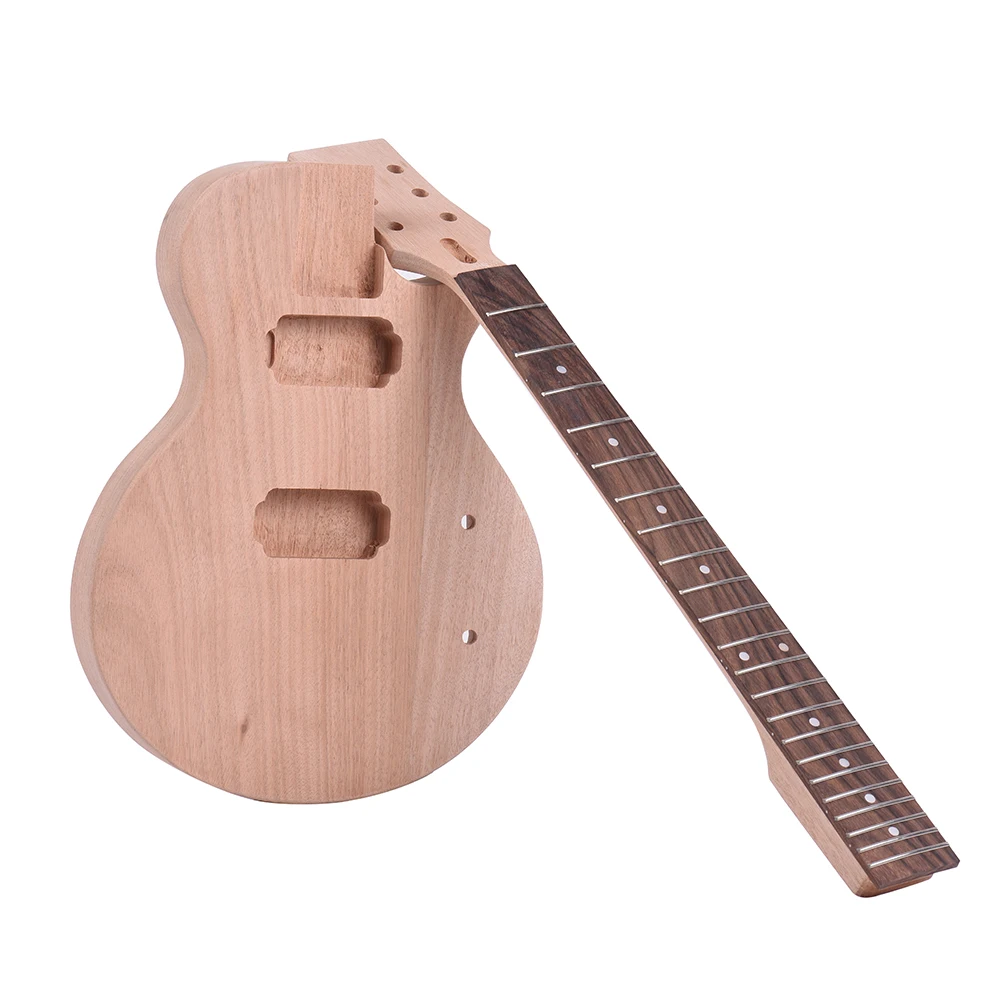 Muslady дети LP стиль незавершенная электрогитара DIY Kit корпус из красного дерева и Шея палисандр гриф двойной катушки звукосниматели