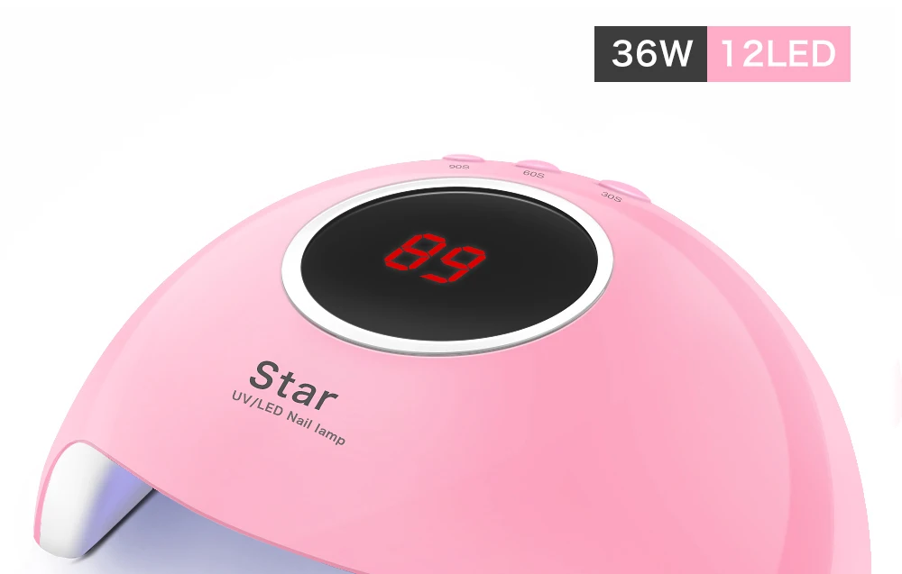 36W UV светильник ногтя лампы Портативный 12 Светодиодный лак для ногтей Уход за ногтями лампы Сушилка для ногтей с 30 s/60 s/90 s таймер для всех маникюрного геля