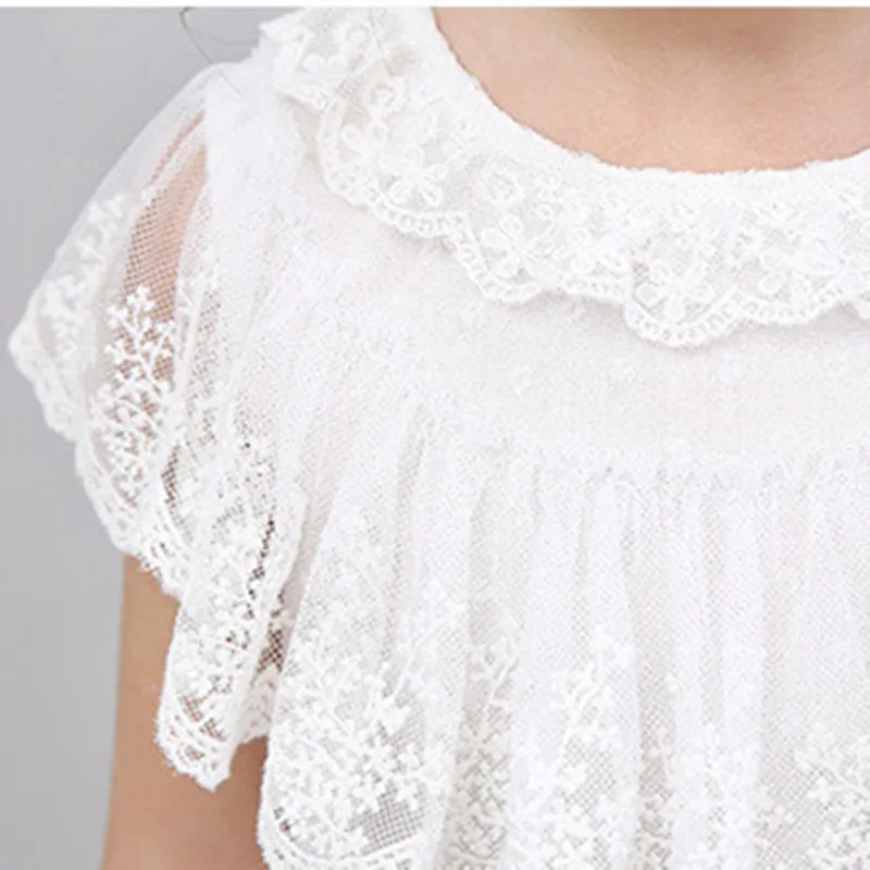 DFXD 2018 Summer Girls Sleeveless Soild Full Lace Princess Dress Fashion Lovely Flower Wedding Party Baby Vestido | Детская одежда и