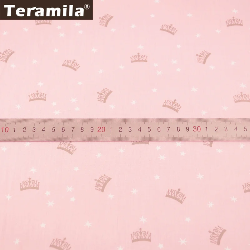 Teramila розовый Tela Twill швейный материал хлопок ткань метр текстиль DIY Tissus печатная корона стиль пэчворк Boneca Tilda