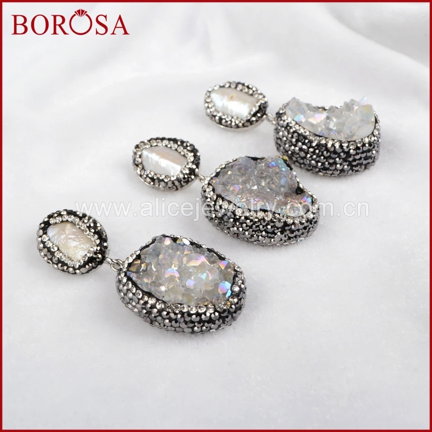 Натуральный жемчуг borosa & Овальный натуральный хрустальный титановый кулон AB Druzy