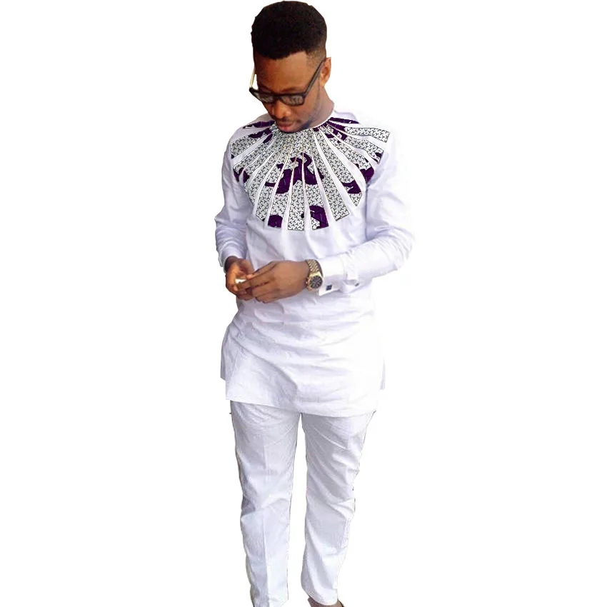 Модный комплект одежды для мужчин с принтом в африканском стиле из топа и штанов