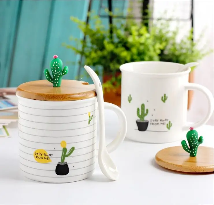 Керамическая кружка для воды с ложкой и бамбуковым покрытием|cup mixed|mug cupmug cup design |