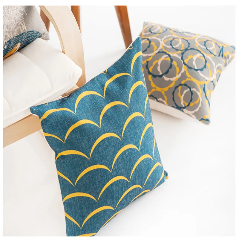 Pillow Case Black and White Pattern Pillowcase Cotton Linen Printed 18x18 Inches Geometry Euro Covers Free Shipping | Дом и сад