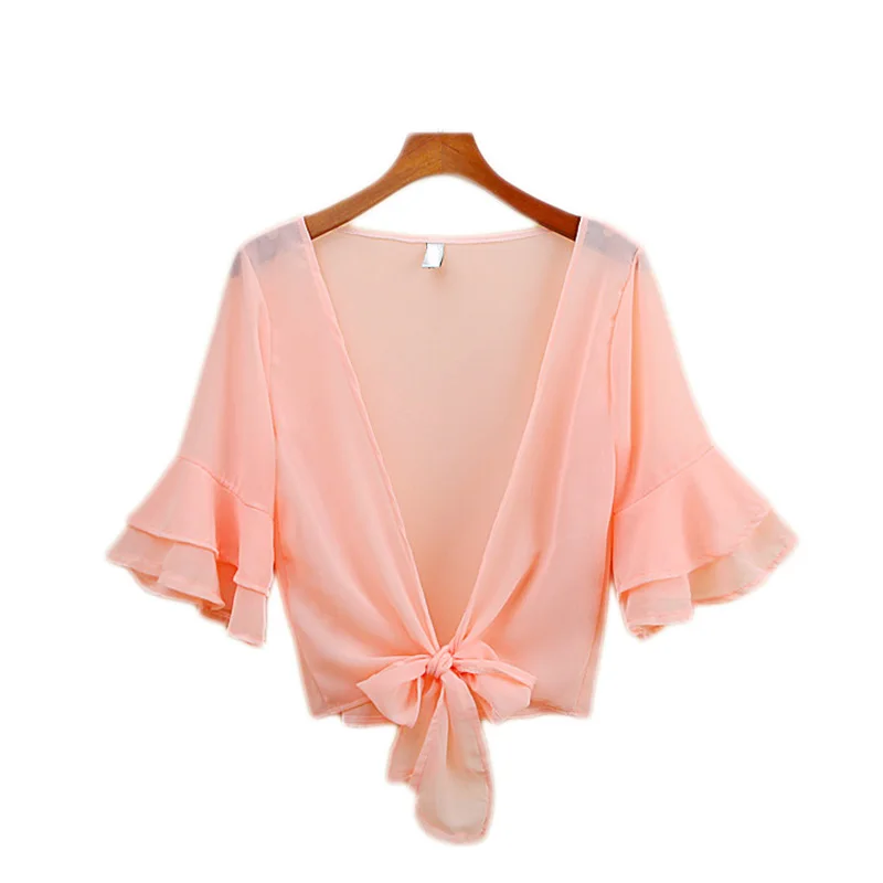 Солнцезащитный плащ летняя женская шифоновая короткая куртка Солнцезащитная