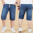 Мужские повседневные джинсовые шорты, летние прямые джинсовые шорты в классическом деловом стиле с эластичной резинкой на талии, размер 40 42 44 46 48