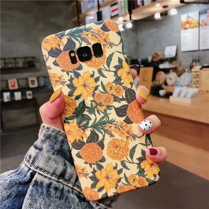 Наши предложения для samsung Galaxy S10 Plus S8 S9 ретро желтые цветы мягкие чехлы Note 8 9 Модный