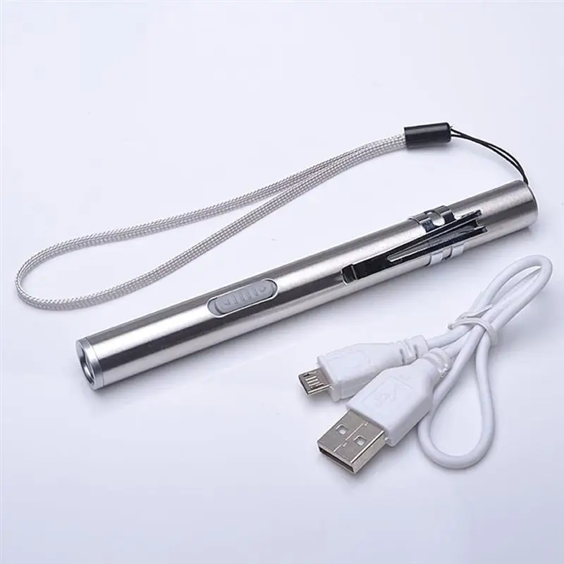 Фонарь светодиодный карманный из нержавеющей стали с зарядкой от USB 1 шт.|Фонарики