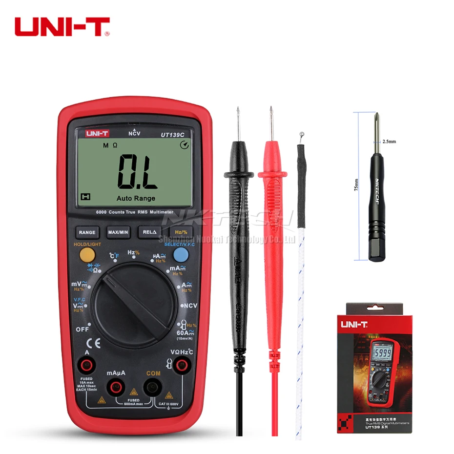 UNI-T UT139C UT139B UT139C Digital Multimeter Auto Range True RMS Meter Handheld Tester 6000 Count Temperature+original box - Цвет: UT139C Temperature