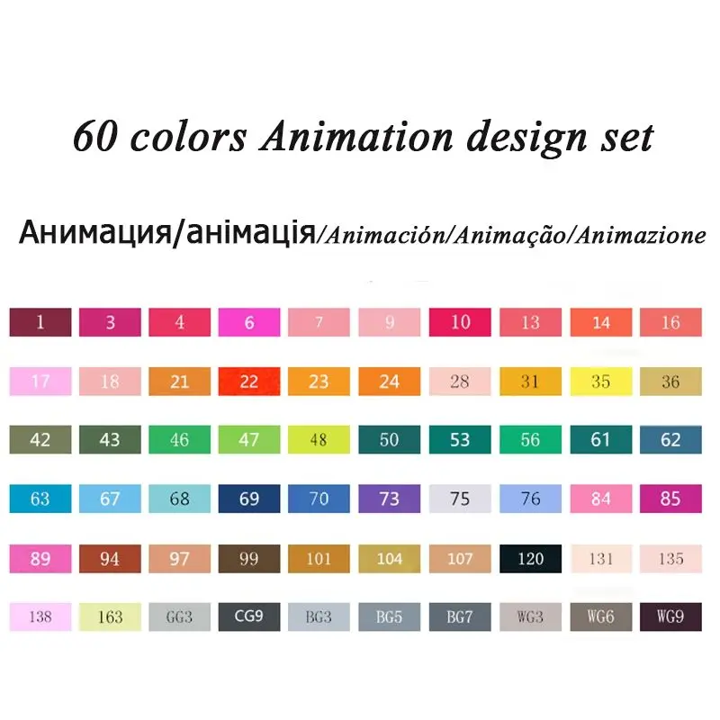 60 colors Animation Touchnew 30, 40, 60, 80, 168 цветов, набор маркеров, двойная головка, эскизные маркеры, кисть для рисования, манга, анимационный дизайн, товары для рукоделия - Цвет: 60 colors Animation