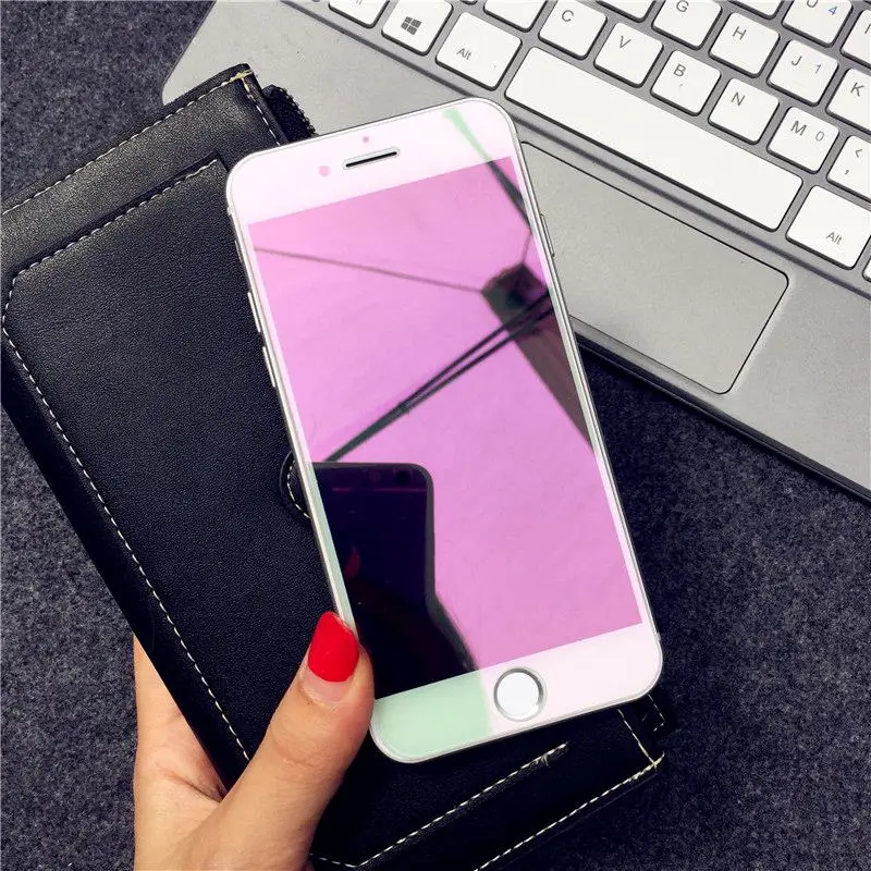 Закаленное стекло фиолетового цвета для iphone 7 8 защитная пленка экрана plus