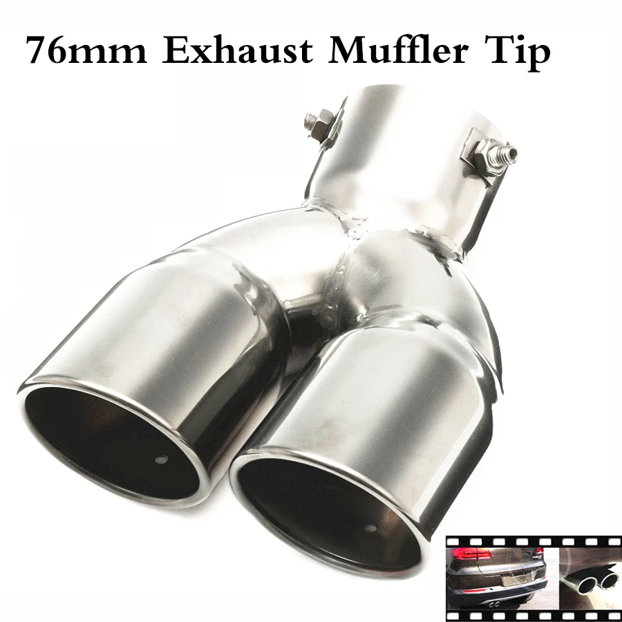 

Stainless Dual Chrome Car Exhaust Pipe Muffler Tip Tail 76mm 3" Universal High Quality Gain More Horse Power Noticeable Tone