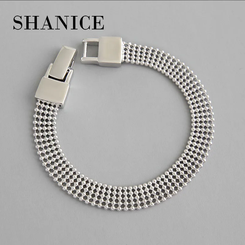 SHANICE Корейская версия S925 серебро INS Геометрическая многослойная цепочка с бусинами браслет женские браслеты ювелирные изделия