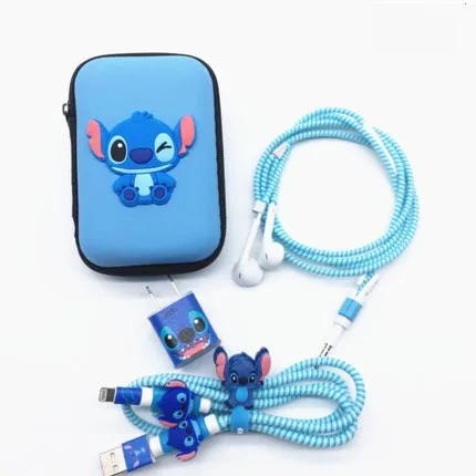 Мультяшный USB кабель для наушников набор протекторов с коробкой наклейки намотки