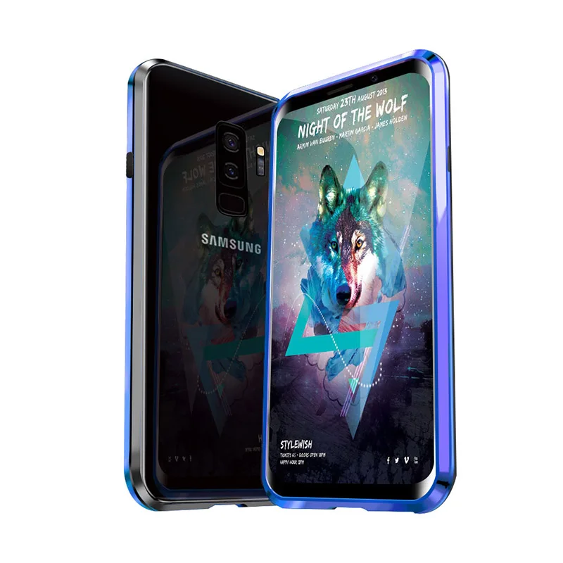 100 шт для Sam sung S7 8 9 Plus Note8 Note 9 чехол с мультимагнитной адсорбцией чехол из закаленного стекла DHL