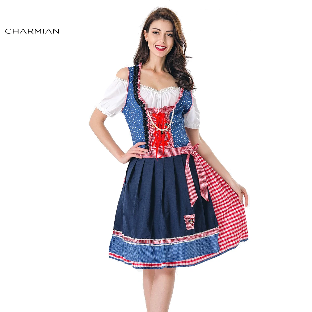 Charmian Bavarian горничной немецкая пивная девушка костюм для Октоберфеста женщин
