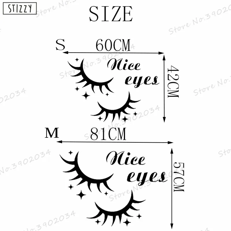 STIZZY Wall Decal Girls Beauty Salon Vinyl Sticker Eyelashes Quote Modern Fashion Woman Eyes Window Decor Interior DIY A493 | Дом и сад