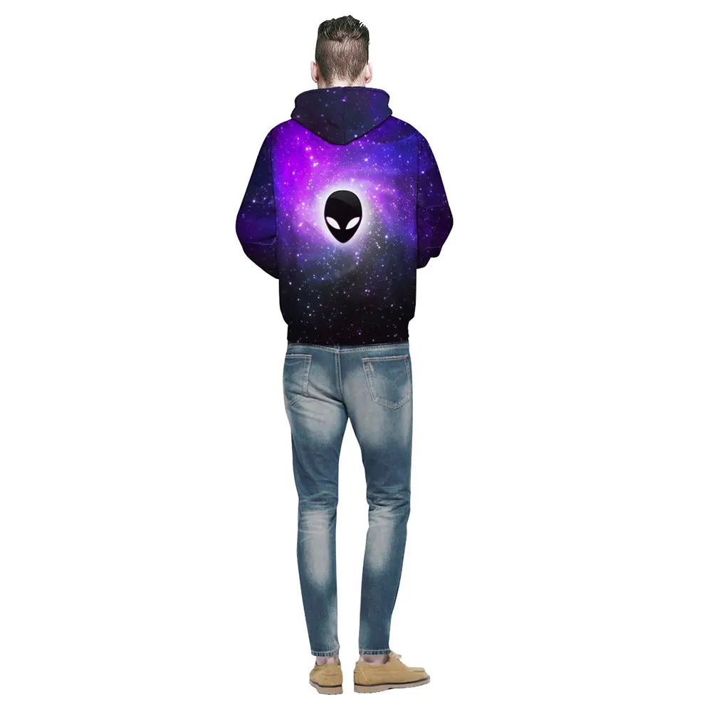 Новый 106 UFO Alien Skull Galaxy Фиолетовый принт Женская толстовка с капюшоном Femme