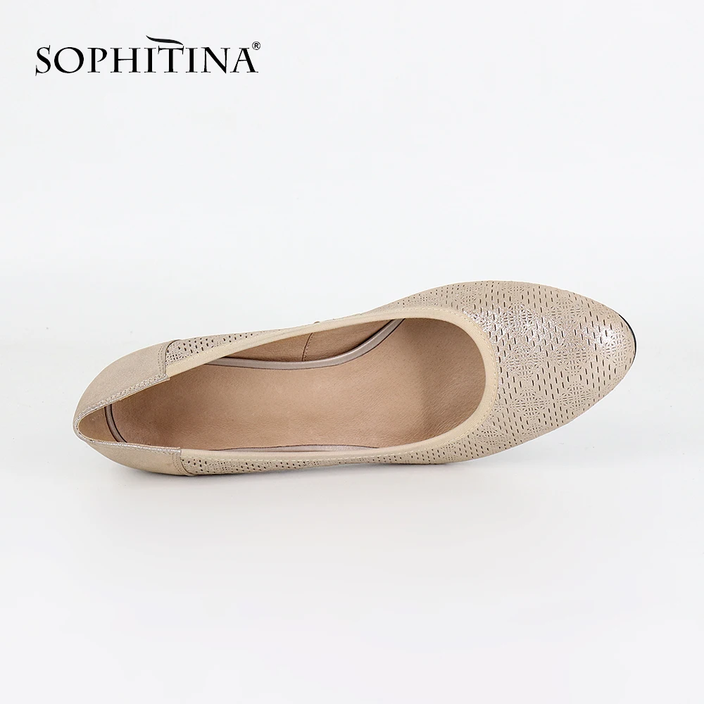 SOPHITINA/Новинка года; повседневные женские туфли-лодочки без застежки; износостойкие туфли-лодочки из коровьей кожи; открытые туфли для зрелых женщин; MC15