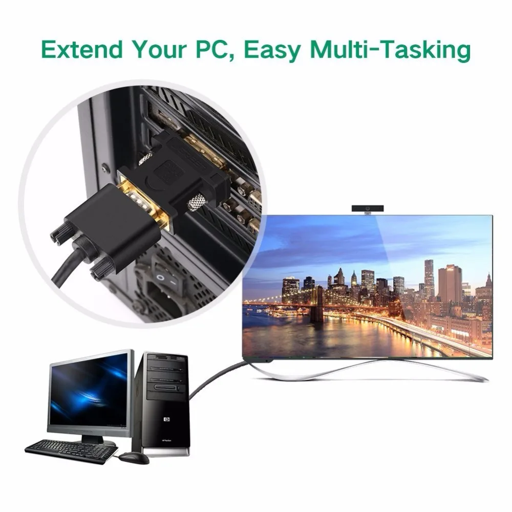 DVI I 24 + 5 Pin папа к VGA HD15 Женский видео конвертер адаптер 1080P для HDTV PC TV DVD LCD Монитор