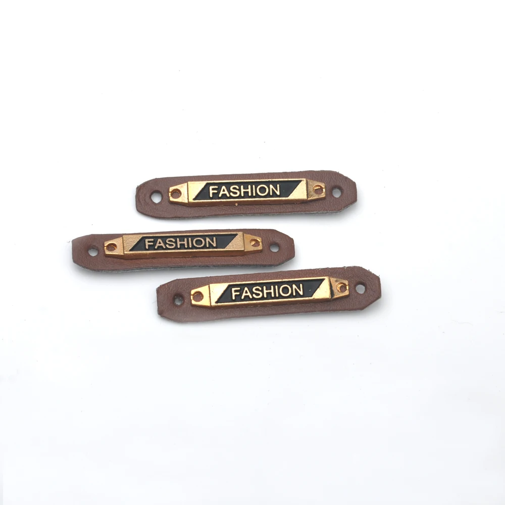 20 шт./лот коричневые Значки из искусственной кожи пришитые на этикетке