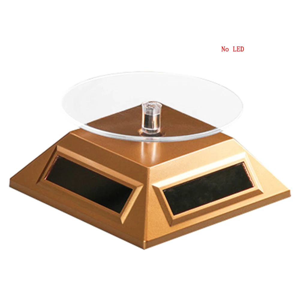 Gold(Right Angle No Солнечная Витрина 360 поворотный стол вращающиеся ювелирные часы браслет кольцо Ожерелье Дисплей Стенд игрушка дисплей - Цвет: Gold(Right Angle No