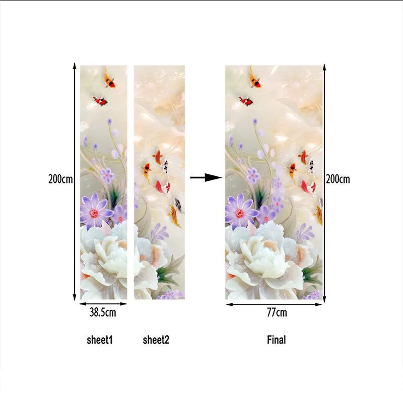 Маленькие свежие новые настенные двери лотоса кои шаблон наклейки Diy палка