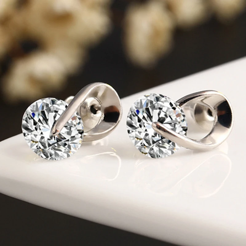 iMucci Fashion Young Lady Jewelry Earring Simple Style Crystal Stud Earrings Spiral Shape Elegant Ornament | Украшения и