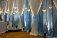wedding backdrop sky blue back curtain with white swag wedding decoration