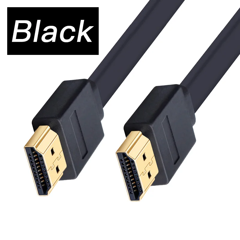 Черный Высокоскоростной кабель HDMI плоский позолоченный кабель с черным, красным и белым кабелем hdmi 0,3 м 1 м 1,5 м 2 м 3 м 5 м 7,5 м 10 м 15 м - Цвет: Черный