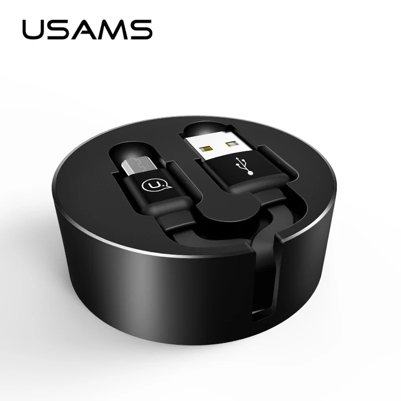 USAMS кабель освещения Micro usb type-C кабель Выдвижной кабель передачи данных для быстрой зарядки для iPhone samsung Oneplus USB C провод