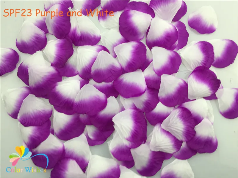 SPF23 Purple and W 100 шт./пакет, нежно-розовый, искусственный Шелковый цветок розы лепестки Листья свадебной церемонии подарок Обёрточная бумага шприцы Baby Shower украшения - Цвет: SPF23 Purple and W