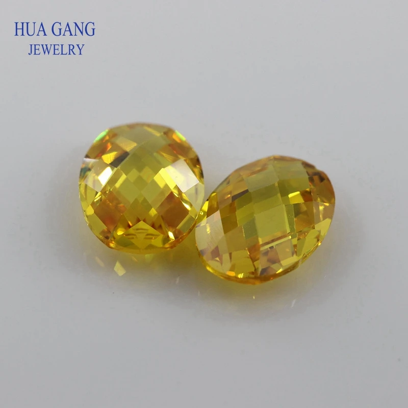 Golden CZ Stone Oval Shape Double Checkerboard Synthetic Gems Yellow Cubic Zirconia For Jewelry Size 3x5~13x18mm Free Shipping | Украшения