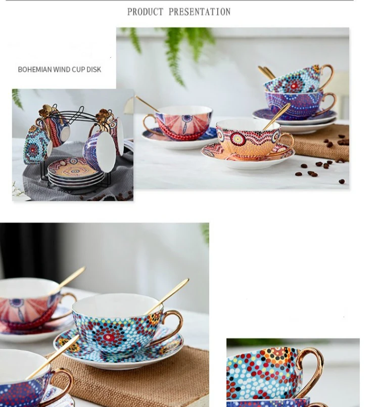 Топ класс богемный ретро Роскошные Кофе Tazas чип Ароматические чай чашки кафе Copos красивые цвет украшения Bardak Tasse Xicaras